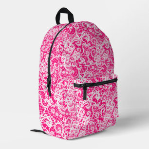 Sac À Dos Imprimé Dentelle blanche sur rose vif