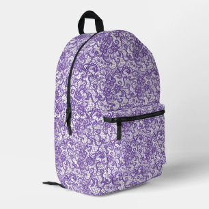 Sac À Dos Imprimé Dentelle blanche sur violet