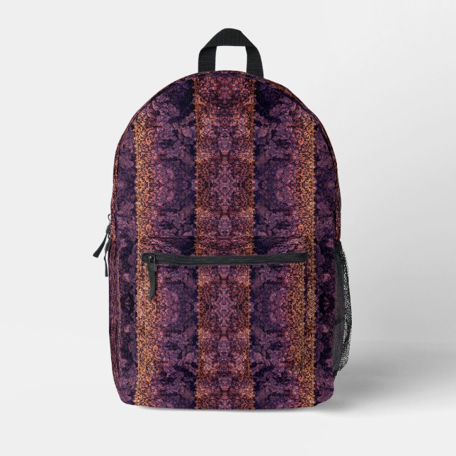 Sac À Dos Imprimé dentelle gothique en violet, orange et noir (Recto)