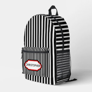 Sac À Dos Imprimé Design de bandes noires personnalisé