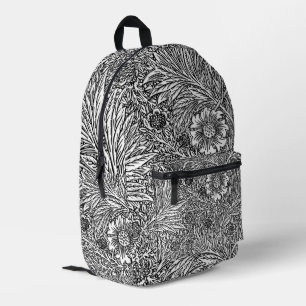 Sac À Dos Imprimé Design floral complexe en noir et blanc