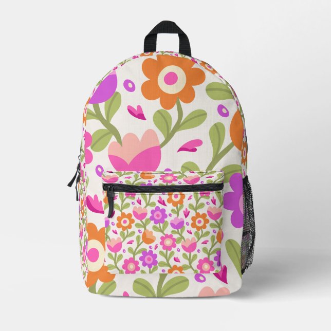 Sac À Dos Imprimé Design floral élégant - Beau et personnalisable (Recto)