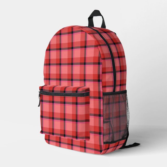 Sac À Dos Imprimé Design Tartan (Coin arrière droit)