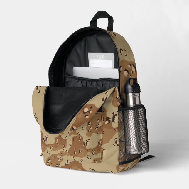 Sac À Dos Imprimé Dessert Camouflage Militaire au Chocolat  (Coin arrière droit (ouvert))
