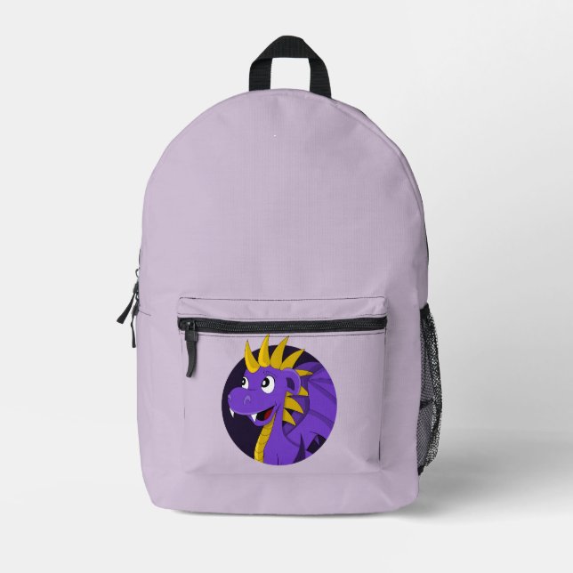 Sac À Dos Imprimé Dessin animé de dragon violet (Recto)