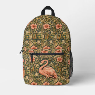 Sac À Dos Imprimé dessin art nouveau flamant rose vintage