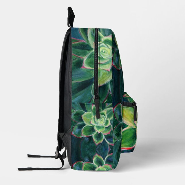 Sac À Dos Imprimé Dessin d'art de succulente verte (Gauche)