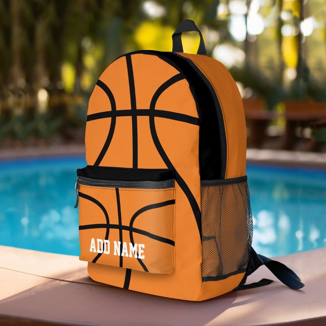 Sac À Dos Imprimé Dessin de basket-ball avec nom de sport personnali (Personalized Sports Backpack)