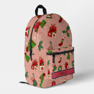 Sac À Dos Imprimé Dessin de Noël I Nom personnalisé