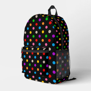Sac À Dos Imprimé Dessin de points noirs colorés arc-en-ciel