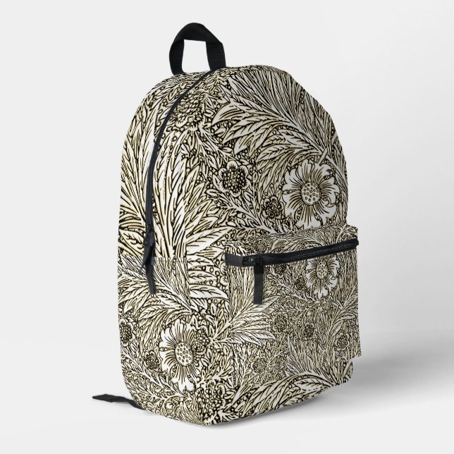 Sac À Dos Imprimé Dessin floral complexe marron et blanc (Coin arrière gauche)