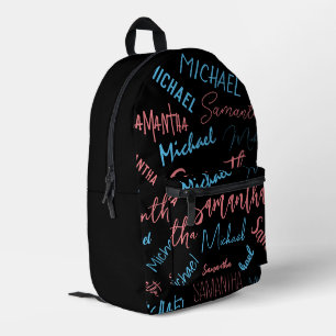 Sac À Dos Imprimé Deux noms couples motif monogramme bleu rose clair