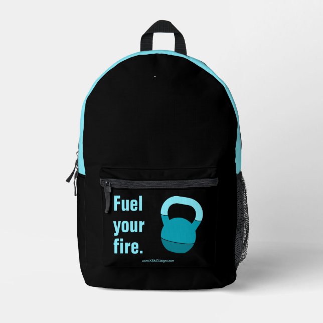 Sac À Dos Imprimé Devise de forme physique Alimentez Votre Feu Bleu  (Recto)