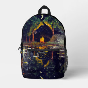 Sac À Dos Imprimé DG Peintures Camping au bord du lac