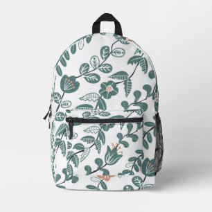 Sac À Dos Imprimé Diagonal Botanique Turquoise motif floral
