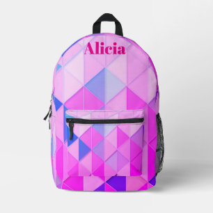 Sac À Dos Imprimé Diamants Bleus et Roses