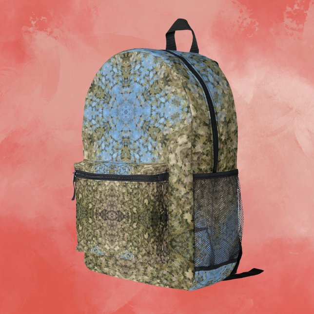 Sac À Dos Imprimé Digital Mandala jaune et bleu (Créateur téléchargé)