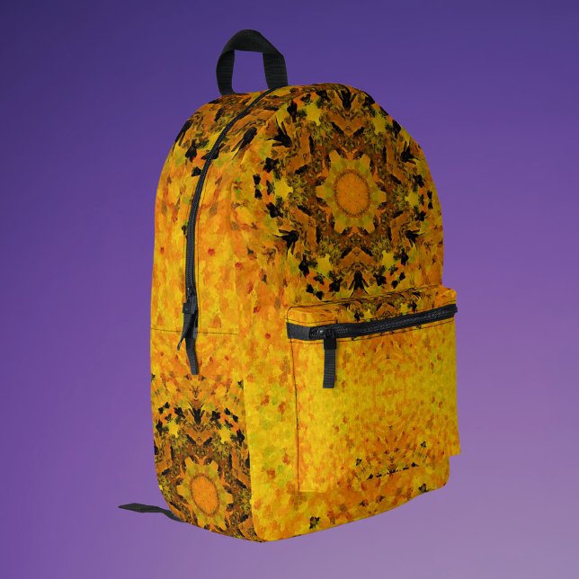 Sac À Dos Imprimé Digital Mandala jaune et noir (Créateur téléchargé)