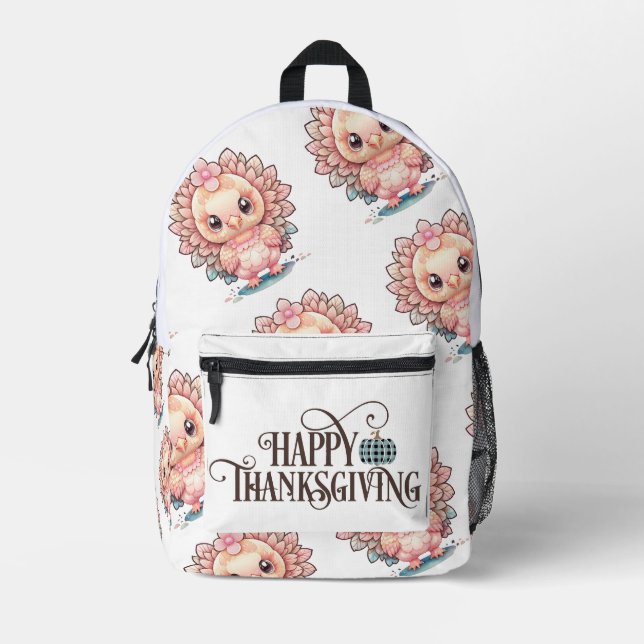 Sac À Dos Imprimé Dinde de Thanksgiving mignonne (Recto)