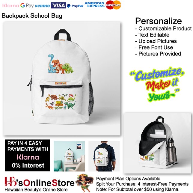 Sac À Dos Imprimé Dino Friends Backpack Print Cut Sew School Bag 4 (Dino Friends Backpack Print Cut Sew School Bag 4.)