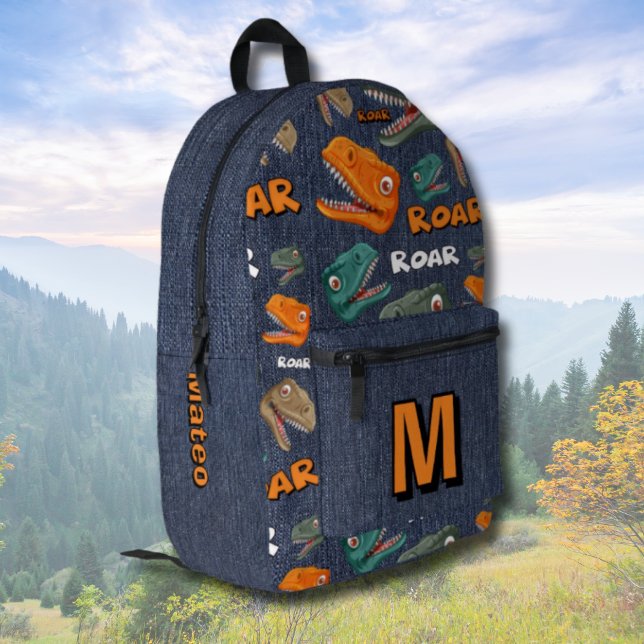 Sac À Dos Imprimé Dinosaur Backpack for Boys with Name Print (dinosaur backpack for boys, personalized dino backpack kids)