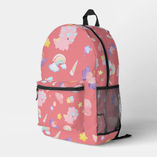 Sac À Dos Imprimé Dinosaure doux rose arc-en-ciel Motif pastel