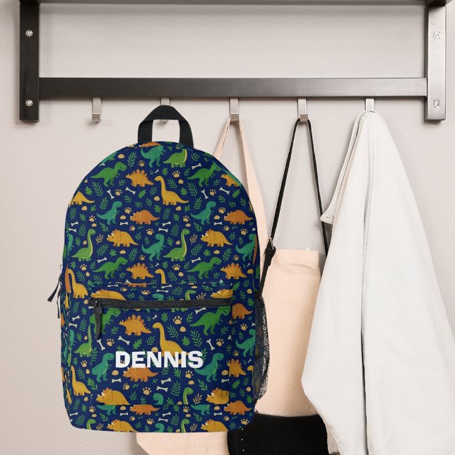 Sac À Dos Imprimé Dinosaure jungle bleu brun vert (Créateur téléchargé)