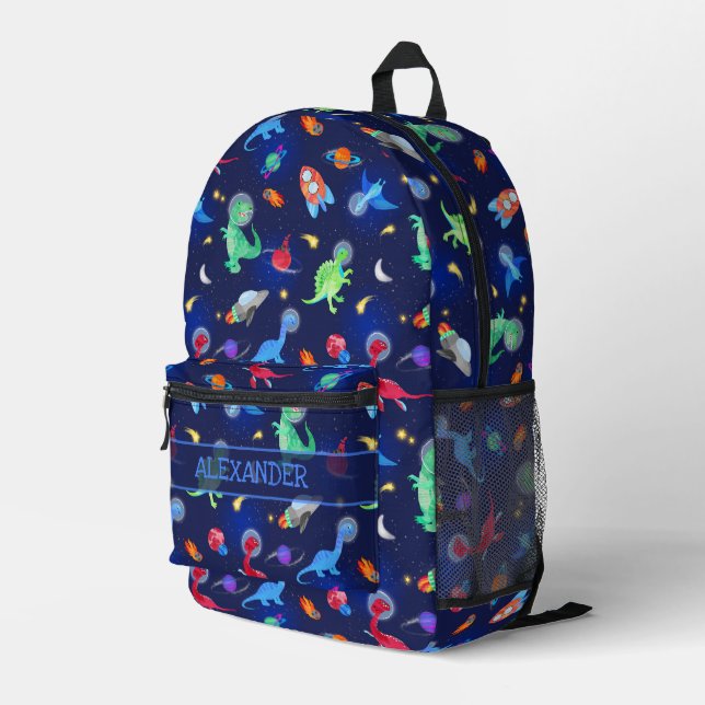 Sac À Dos Imprimé Dinosaures à l'aquarelle astronautes dans l'espace (Coin arrière droit)