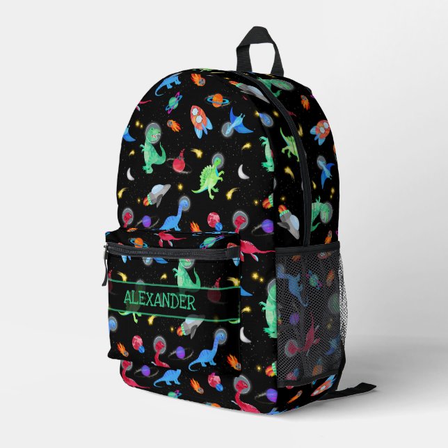 Sac À Dos Imprimé Dinosaures astronautes à l'aquarelle dans l'espace (Coin arrière droit)