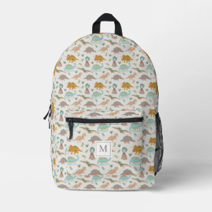 Sac À Dos Imprimé Dinosaures Enfants Dessinés à la Main Boho Monogra