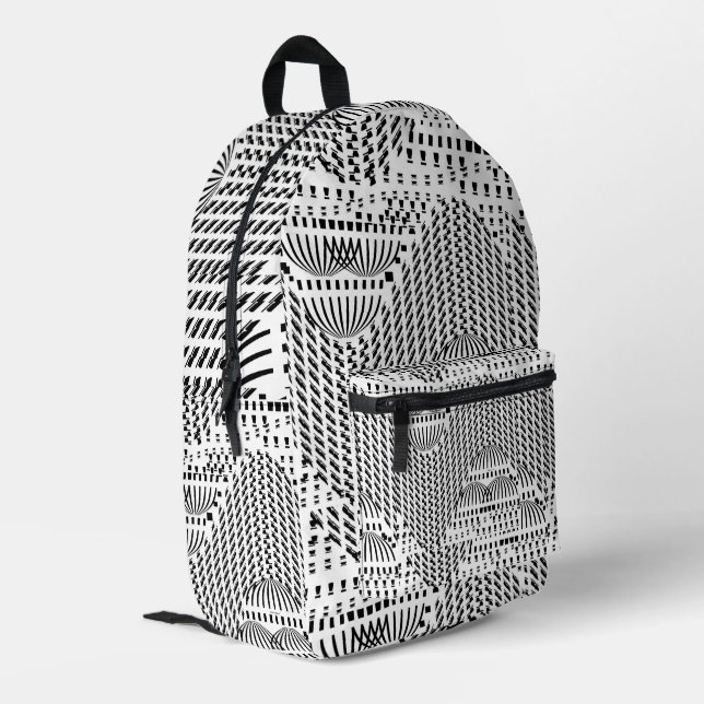 SAC À DOS IMPRIMÉ DÔMES NOIRS ET BLANCS (Coin arrière gauche)