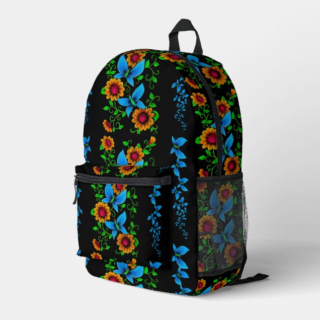 Sac À Dos Imprimé Doodle de fleurs  (Coin arrière droit)