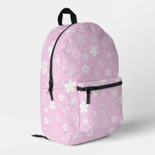 Sac À Dos Imprimé Doodles Blancs Sur Rose
