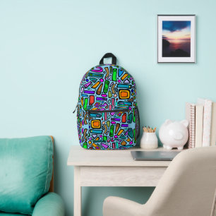 Sac À Dos Imprimé Doodles multicolores
