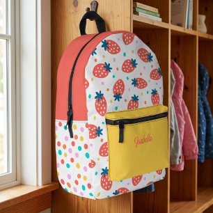 Sac À Dos Imprimé Douce Fraise Mignonne & Coloré À pois