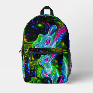 Sac À Dos Imprimé Dragon de lapin psychédélique à Neon Imaginaire