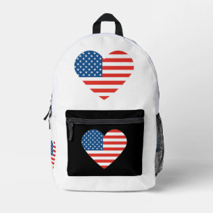 Sac À Dos Imprimé Drapeau américain en forme de coeur amoureux