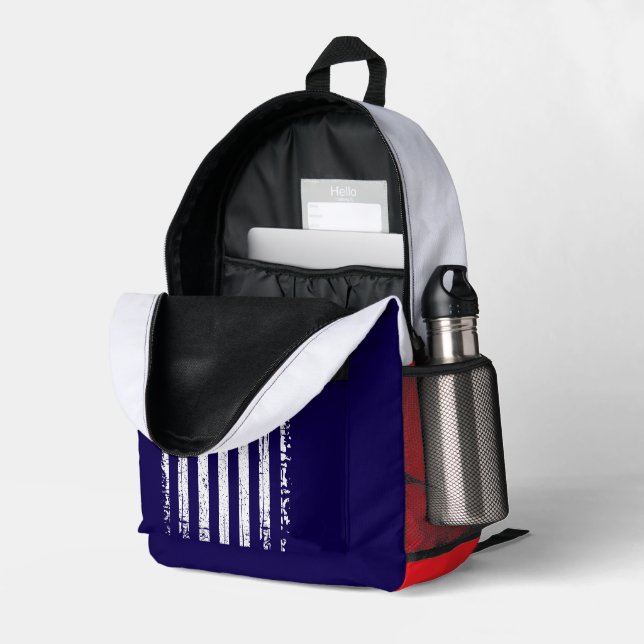 Sac À Dos Imprimé Drapeau américain grunge (Coin arrière droit (ouvert))