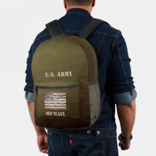 Sac À Dos Imprimé Drapeau américain marron Géométrique en maille USA
