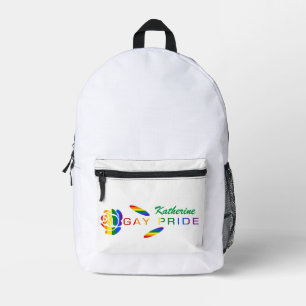 Sac À Dos Imprimé Drapeau Arc-en-ciel de la Fierté Gay Rose Nom Pers