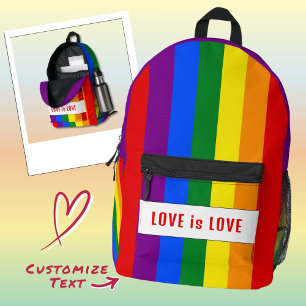 Sac À Dos Imprimé Drapeau arc-en-ciel personnalisé LGBTQIA+ Love Str