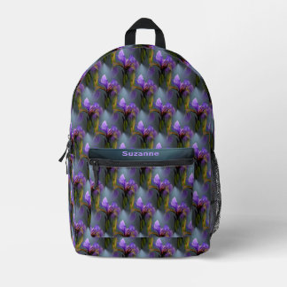Sac À Dos Imprimé Drapeau bleu Iris Fleur Motif d'art personnalisé