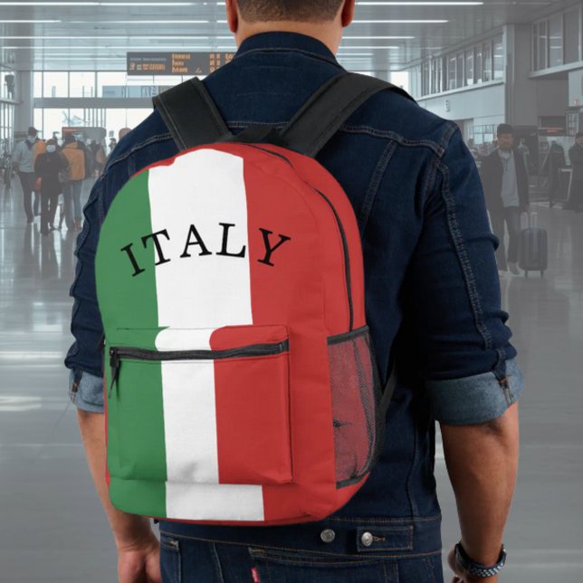 Sac À Dos Imprimé Drapeau de l'Italie Italien (Flag of Italy Backpack for School or Italian Travel. Customize to say Italia if preferred)