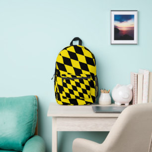 Sac À Dos Imprimé Drapeau diamant Bavière noir et jaune