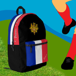 Sac À Dos Imprimé Drapeau français, France, patriote sur mesure noir
