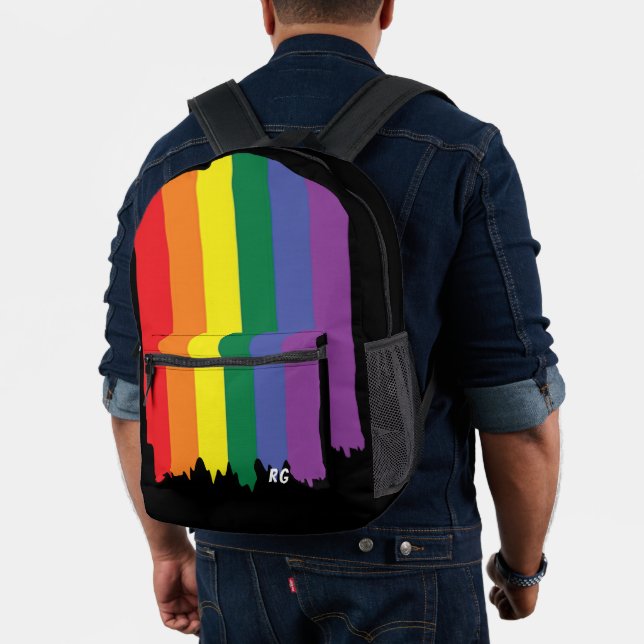 Sac À Dos Imprimé Drapeau LGBT Rainbow Pride avec texte (Insitu (Modèle))