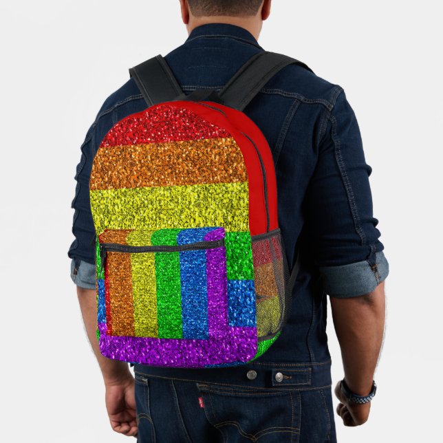 Sac À Dos Imprimé Drapeau LGBT vibrante parties scintillant arc-en-c (Insitu (Modèle))