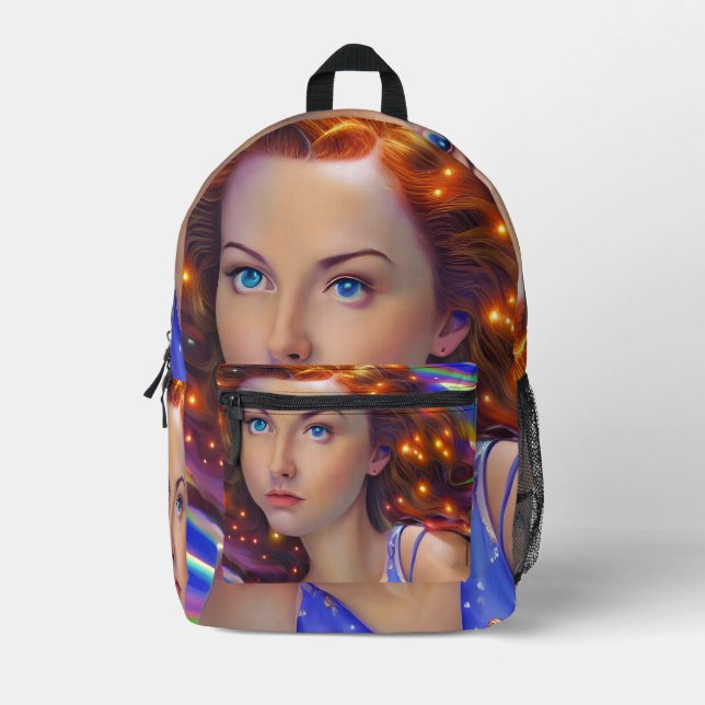 Sac À Dos Imprimé Dreamy Girl with Rainbow Lights (Recto)