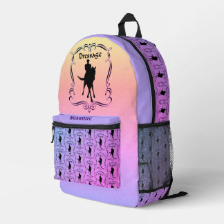 Sac À Dos Imprimé Dressage Cheval Et Rider Silhouette Personnalisé