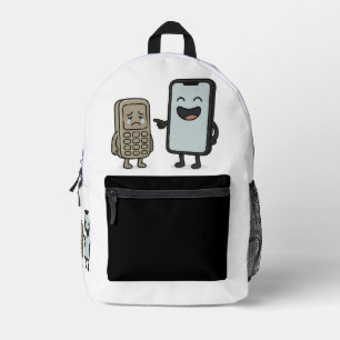 Sac À Dos Imprimé Drôle Cartoon _ Nouveau Smartphone vs Vieux Téléph